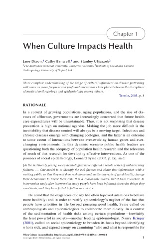 When Culture Impacts Health. Global Lessons for Effective Health Research