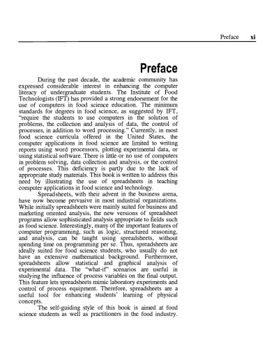 Computer Applications in Food Technology. Use of Spreadsheets in Graphical, Statistical, and Process Analyses