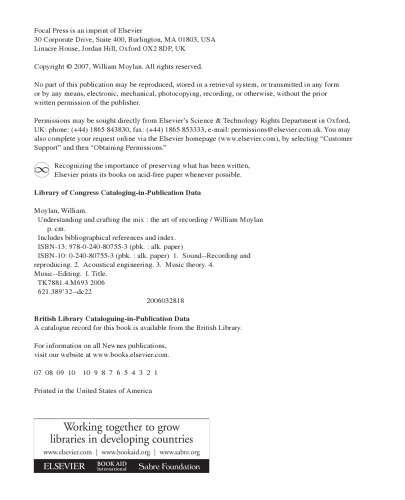 Understanding and Crafting the Mix. The Art of Recording