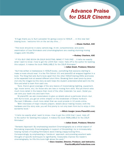 DSLR Cinema. Crafting the Film Look with Video