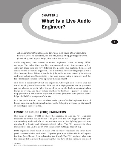 Live Audio. The Art of Mixing a Show