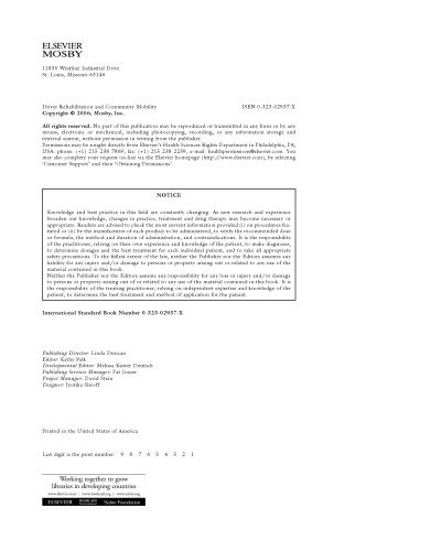 Driver Rehabilitation and Community Mobility. Principles and Practice