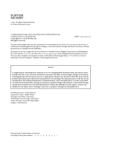 Complementary and Integrative Therapies for Cardiovascular Disease