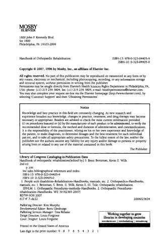 Handbook of Orthopaedic Rehabilitation