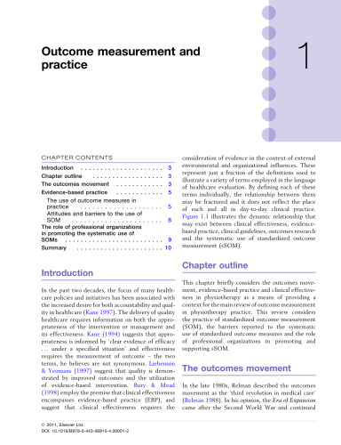 Rehabilitation Outcome Measures