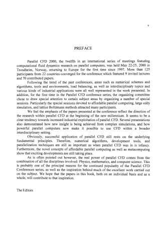 Parallel Computational Fluid Dynamics 2000. Trends and Applications
