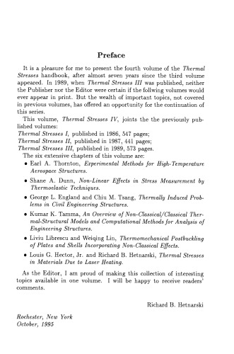 Thermal Stresses IV. Volume 4 of Thermal Stresses