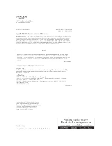 Radiology of Birds. An Atlas of Normal Anatomy and Positioning