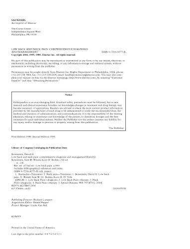 Low Back and Neck Pain. Comprehensive Diagnosis and Management