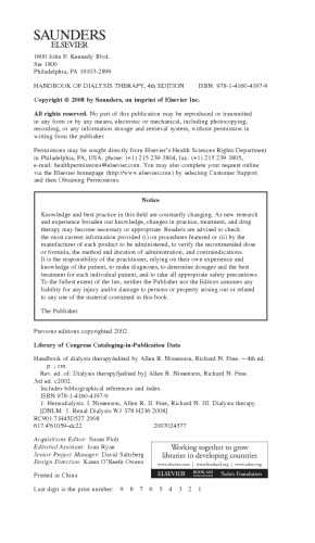 Handbook of Dialysis Therapy