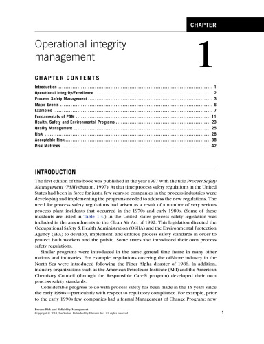 Process Risk and Reliability Management. Operational Integrity Management