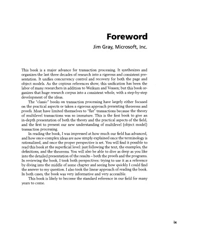 Transactional Information Systems. Theory, Algorithms, and the Practice of Concurrency Control and Recovery