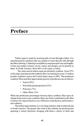 Tufted Carpet. Textile Fibers, Dyes, Finishes, and Processes