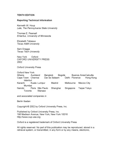 Reporting Technical Information