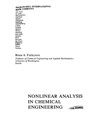 Nonlinear Analysis in Chemical Engineering