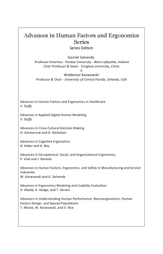 Advances in occupational, social, and organizational ergonomics