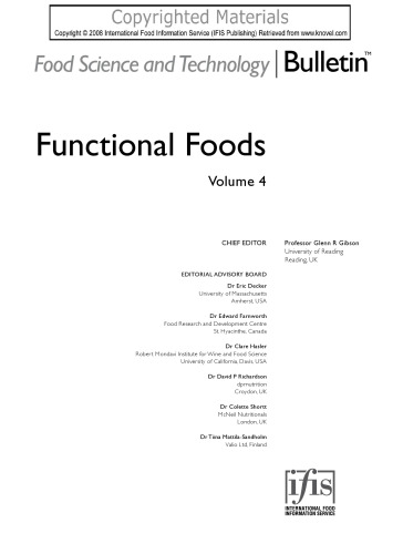 Food science and technology bulletin : functional foods. Vol. 4