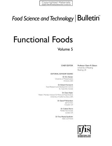 Food Science and Technology Bulletin: Functional Foods, Volume 5