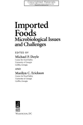 Imported foods : microbiological issues and challenges