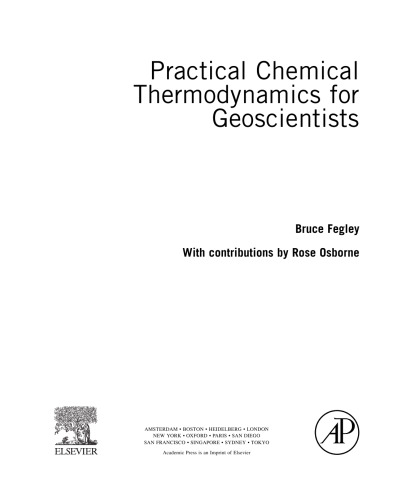 Practical Chemical Thermodynamics for Geoscientists