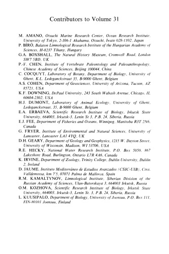 Ancient Lakes: Biodiversity, Ecology and Evolution