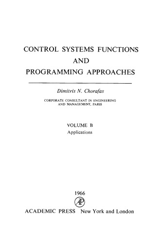Control Systems Functions and Programming Approaches: Applications
