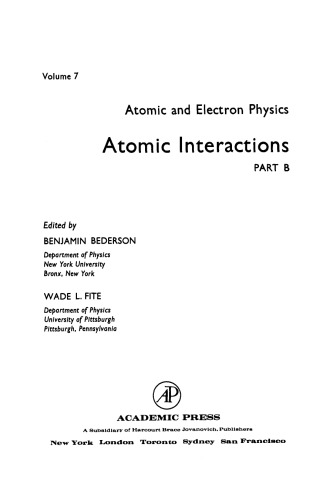 Atomic and Electron Physics: Atomic Interactions
