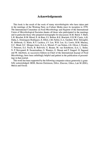 Handbook of Culture Media for Food Microbiology