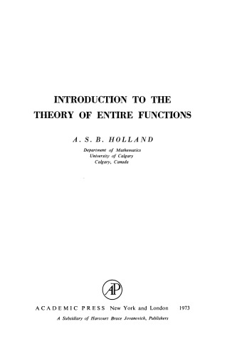 Introduction to the Theory of Entire Functions