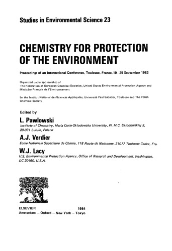 Chemistry for Protection of The Environment, Proceedings of an International Conference