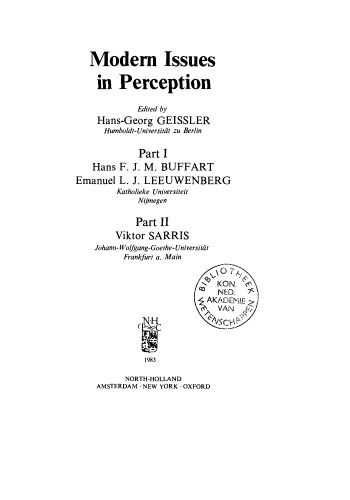 Modern Issues in Perception