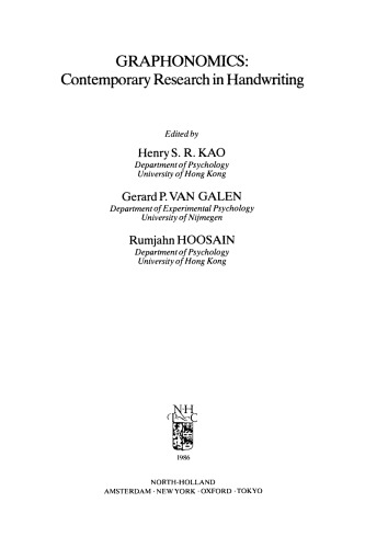 Graphonomics: Contemporary Research in Handwriting