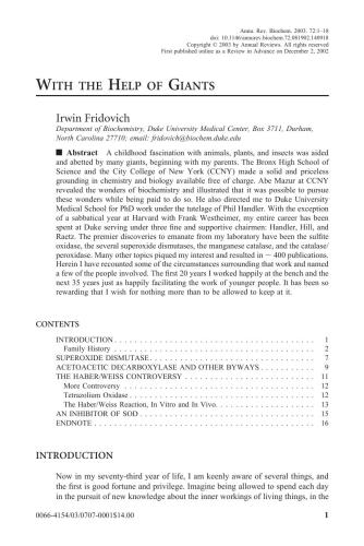 Annual Review of Biochemistry, 2003