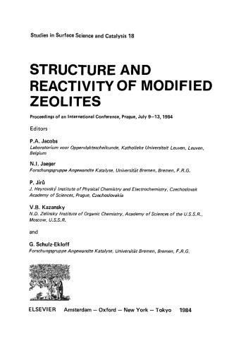 Structure and Reactivity of Modified Zeolites, Proceedings of an International Conference