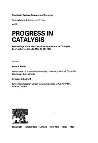 Progress in Catalysis, Proceedings of the 12th Canadian Symposium on Catalysis