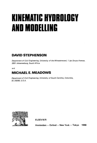 Kinematic Hydrology and Modelling