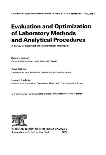 Evaluation and Optimization of Laboratory Methods and Analytical Procedures