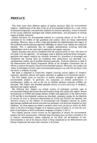 Quality Assurance for Environmental Analysis: Method Evaluation within the Measurements and Testing Programme (BCR)