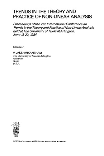 Trends in The Theory and Practice of Non-Linear Analysis, Proceedings of the VIth International Conference on Trends in the Theory and Practice of Non-Linear Analysis