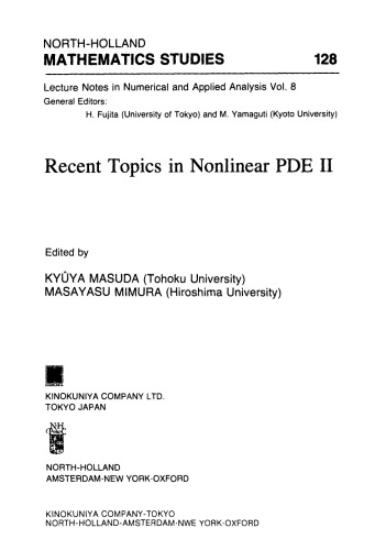 Recent Topics in Nonlinear PDE II