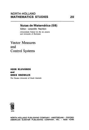 Notas de Matemática (58): Vector Measures and Control Systems