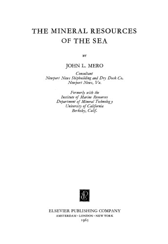 The Mineral Resources of the Sea