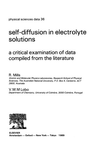 self-diffusion in electrolyte solutionsa critical examination of data compiled from the literature