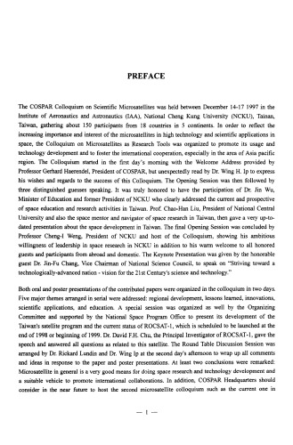 Microsatellites As Research Tools, Proceedings of Cospar Colloquium on Microsatellites as Research Tools