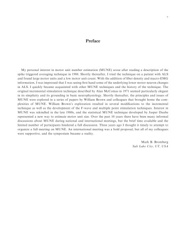 Motor Unit Number Estimation (MUNE): Proceedings of the First International Symposium on MUNE