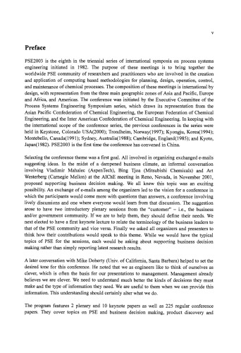 Process Systems Engineering 2003, 8th International Symposium on Process Systems Engineering