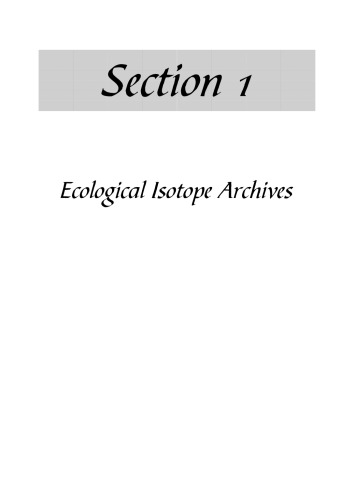 Stable Isotopes as Indicators of Ecological Change