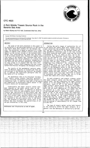 [Article] A Rich Middle Triassic Source Rock in the Barents Sea Area