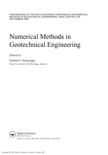 Numerical Methods in Geotechnical Engineering: Sixth European Conference on Numerical Methods in Geotechnical Engineering