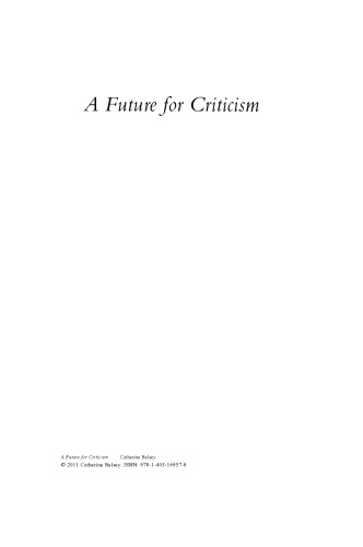A Future for Criticism